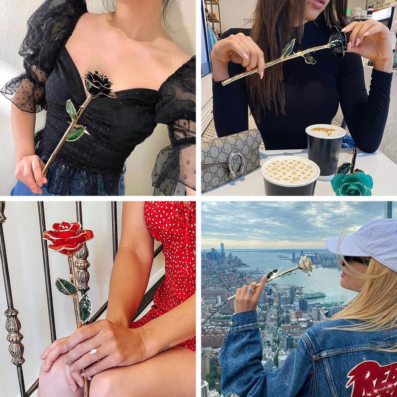 SW Rose Gifts for Women Forever Black Gold Dipped Rose 24k Gold Plated Eternal Flower Rose Birthsday for Her Mom Women Anniversary Valentines Day Mothers Day - Image 3